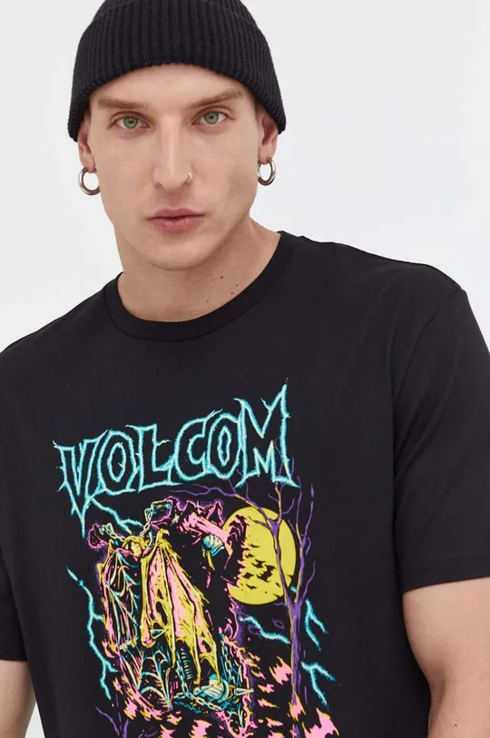 μαύρο Βαμβακερό μπλουζάκι Volcom x Max Sherman Ανδρικά
