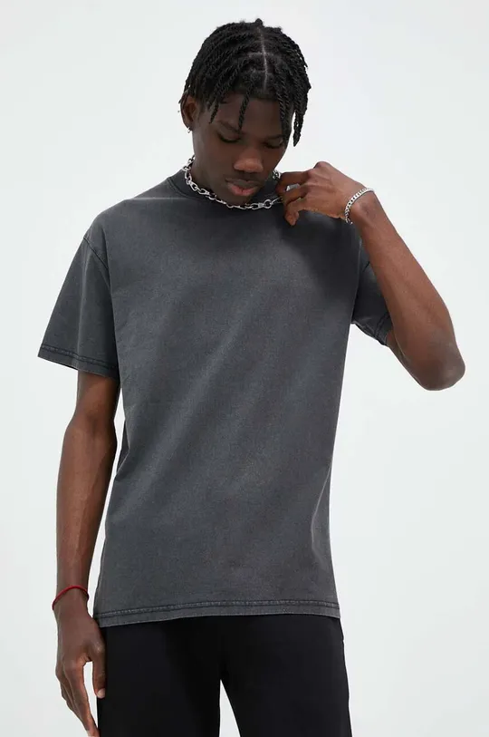 grigio Solid t-shirt in cotone Uomo