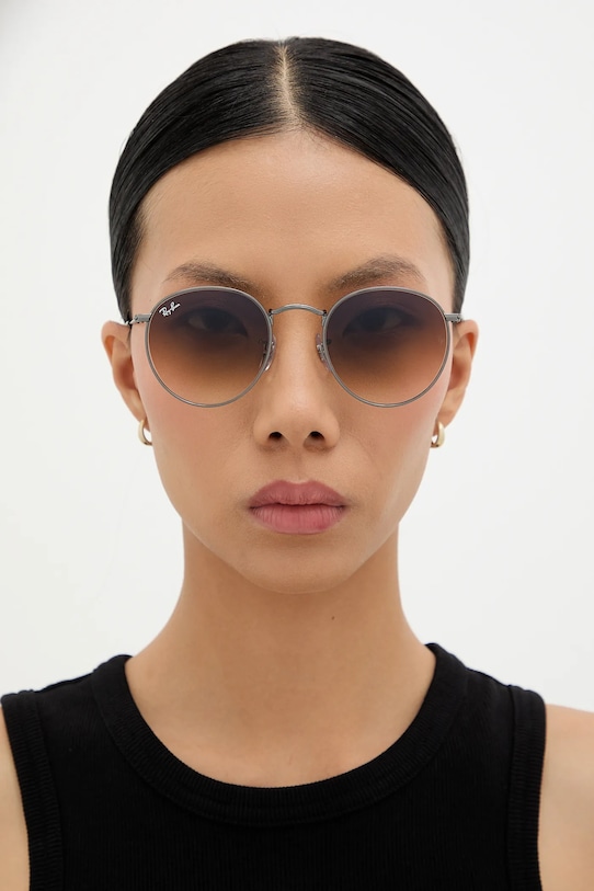 Ray-Ban – Okulary ROUND METAL brązowy 0RB3447N.004/51.53.D