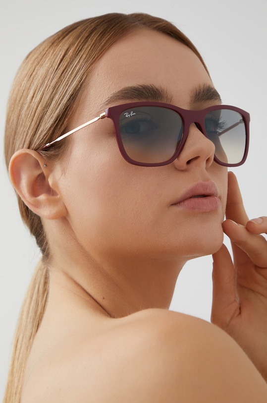 Ray-Ban okulary przeciwsłoneczne bordowy 0RB4344.653432