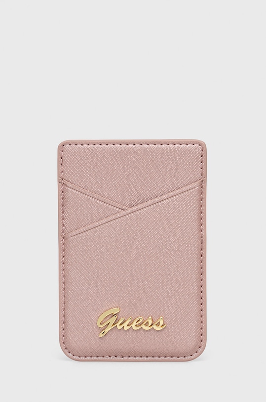 Чохол на банківські карти на магніті Guess імітація лицьової шкіри рожевий GUWMSSASLPI
