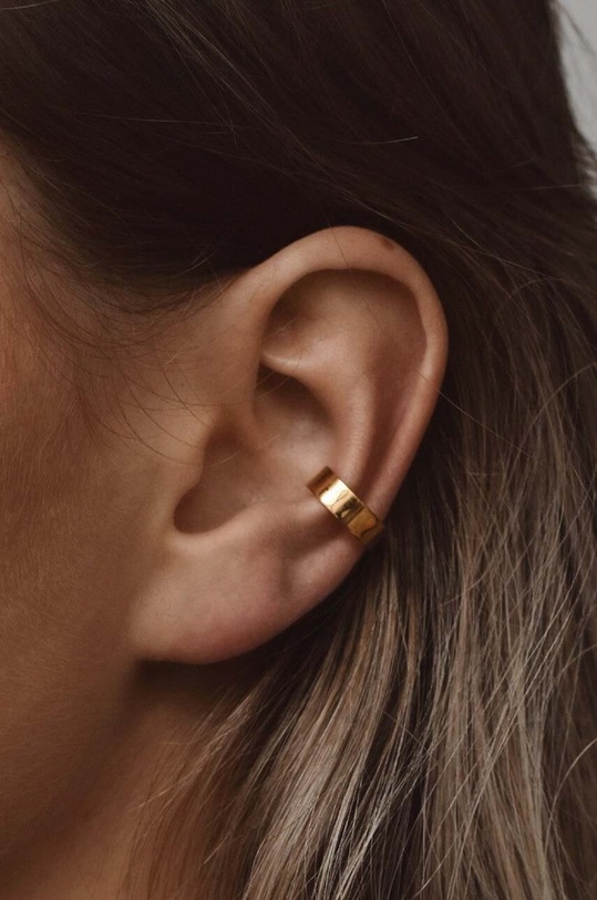 No More nausznica ze srebra pokrytego złotem EC02GS4 złoty AA00