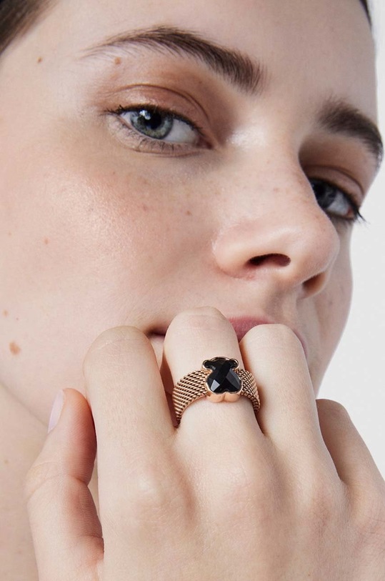 Pozlacený stříbrný prsten Tous Mesh Color růžová 1002791214