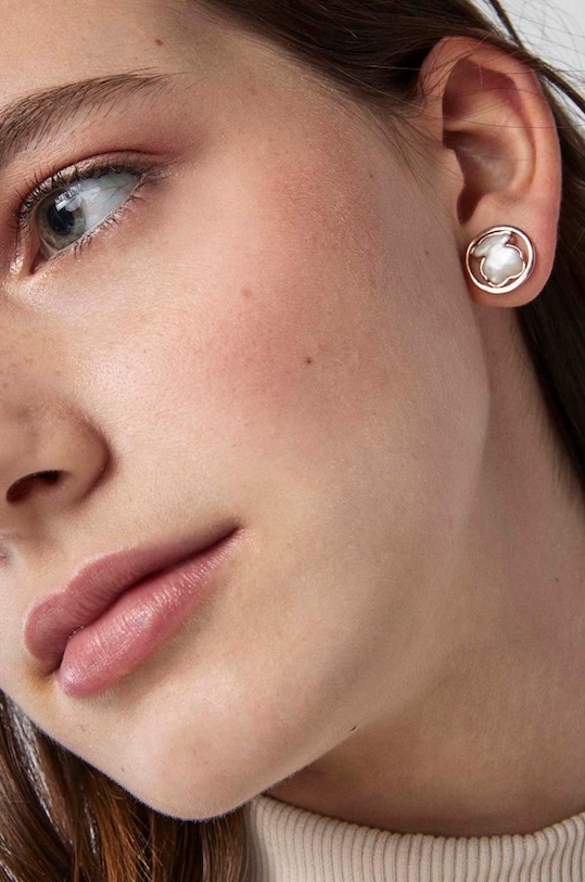 Tous cercei din argint placat cu aur Camille roz 1000051400