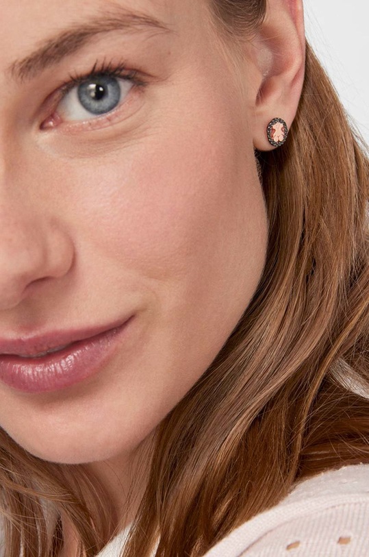 Stříbrné pozlacené náušnice Tous Camille růžová 1000051800