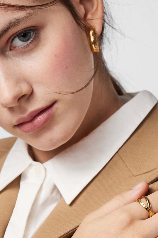 Tous pierścionek ze srebra pokrytego złotem 12 Straight złoty 1003489512