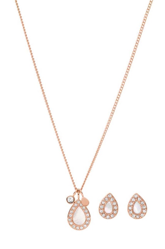 Náušnice a náhrdelník Fossil zlatá JF04029791