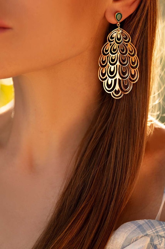 Akcesoria Lilou kolczyki pozłacane Paw K/AZUR/122 złoty