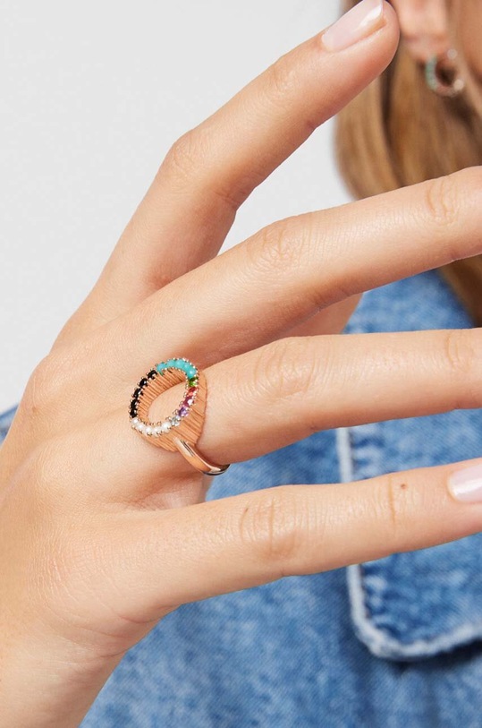 Tous pierścionek ze srebra pokrytego złotem 14 Straight różowy 1001892114