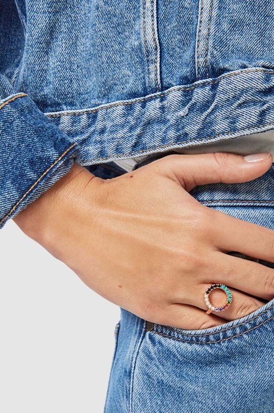 Tous pierścionek ze srebra pokrytego złotem 14 Straight 1001892114