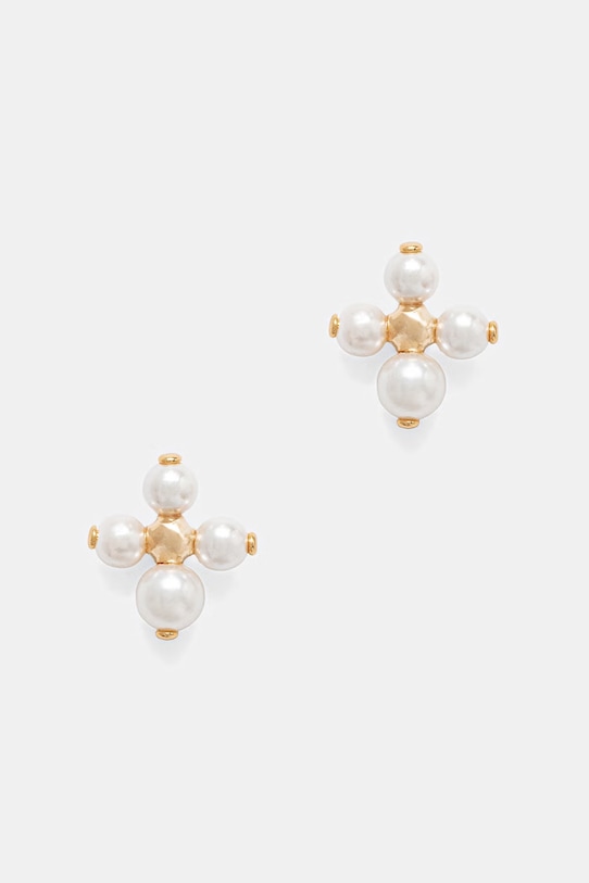 Lilou kolczyki damskie pozłacane z masą perłową Gift Box złoty 152/10/KOL/PEB/PO