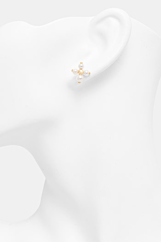 Doplnky Lilou náušnice dámske pozlátené s perleťou 152/10/KOL/PEB/PO zlatá