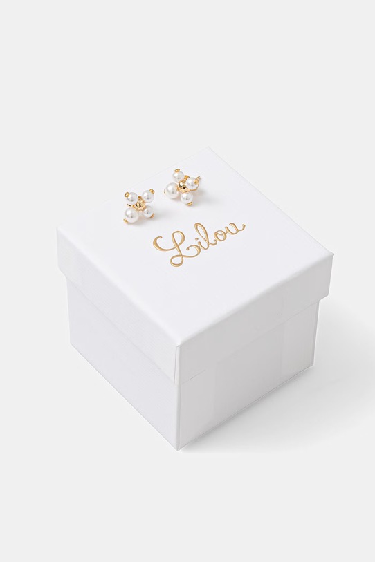 Lilou náušnice dámske pozlátené s perleťou zlatá 152/10/KOL/PEB/PO