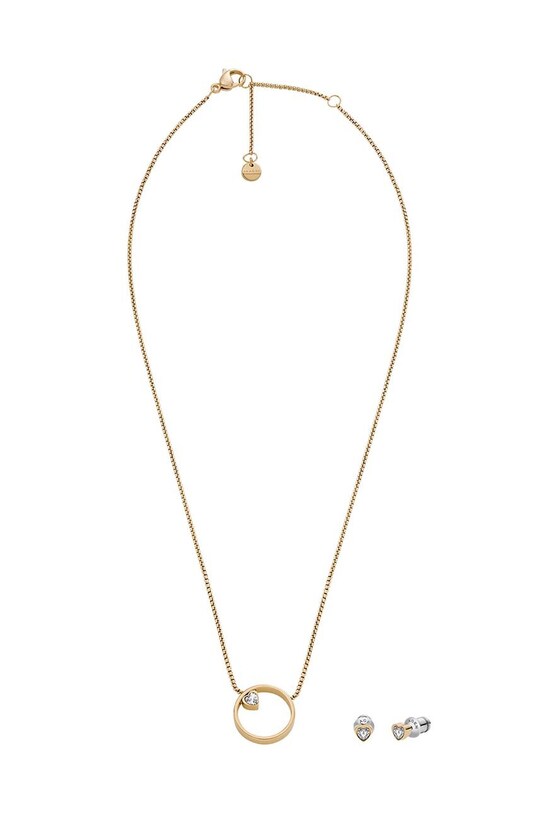 Кольє і сережки Skagen циркон золотий SKJB1014SET