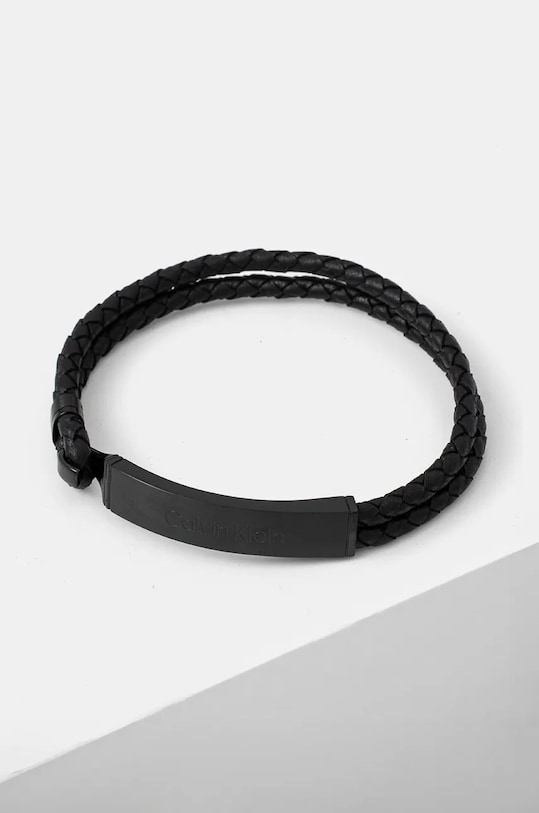 Calvin Klein bransoletka skórzana Gift Box czarny 35000406