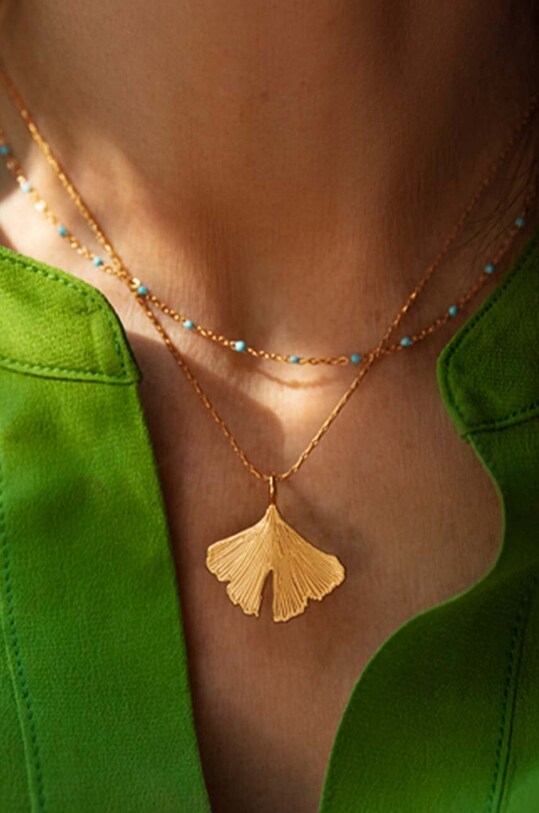 Lilou naszyjnik pozłacany Ginko A03/MARKET/ANS/77 złoty AA00