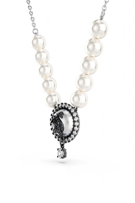 Swarovski colier si cercei Swan argintiu 5680875