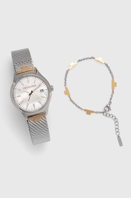 Trussardi ceas si bratara argintiu R2453170503