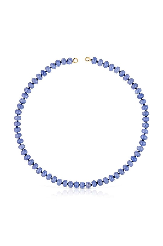 Κολιέ με φυσικές πέτρες Tous Hold Oval ασήμι μωβ 1004218500