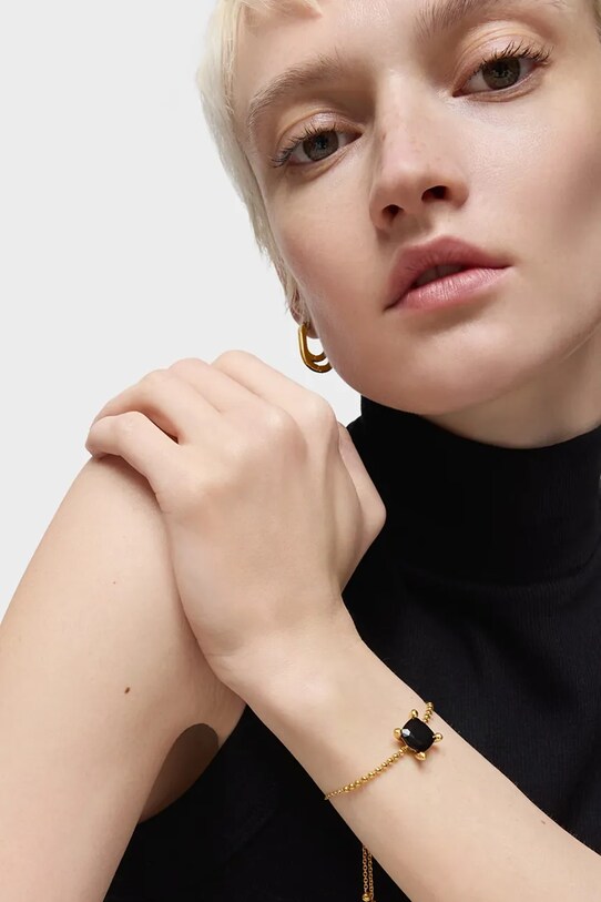 Strieborný pozlátený náramok Tous Color Black 1004235300 strieborná