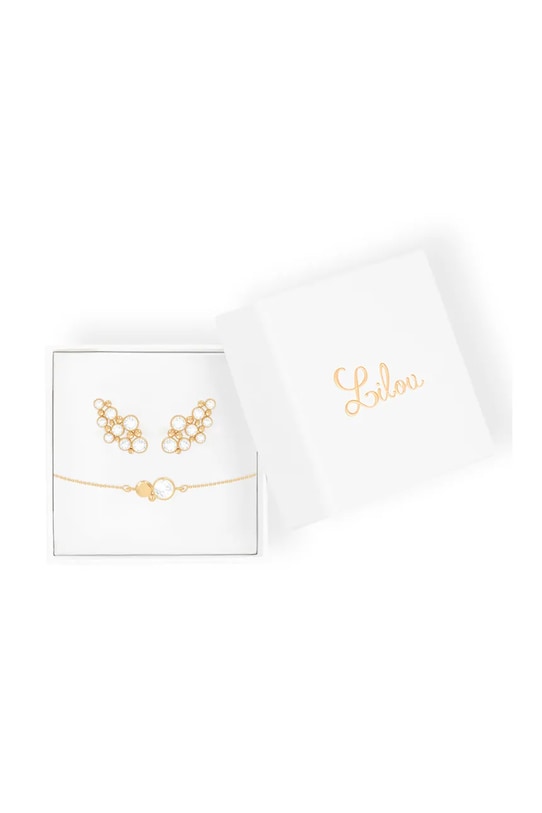 Pozlátený náramok a náušnice Lilou Sparkling zirkón zlatá A03/MARKET/ANS/209