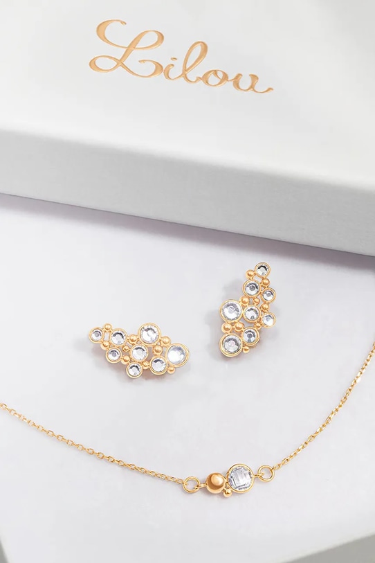 Pozlátený náramok a náušnice Lilou Sparkling A03/MARKET/ANS/209 zlatá AA00
