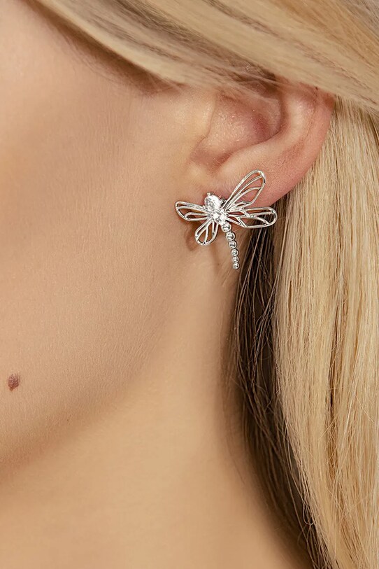Серьги покрытые серебром Lilou Dragonfly 182/22/KOL/AZU/BIC/SR серебрянный AA00