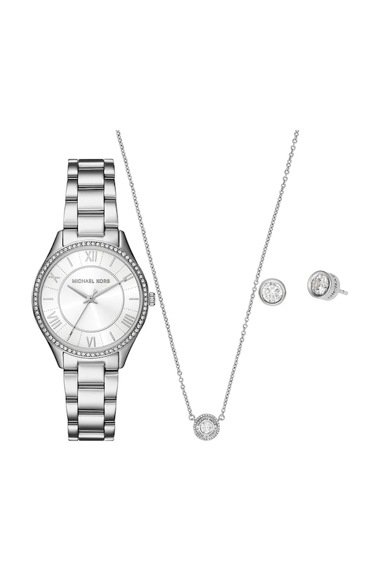 Hodinky, náhrdelník a náušnice Michael Kors LAURYN stříbrná MK4851SET