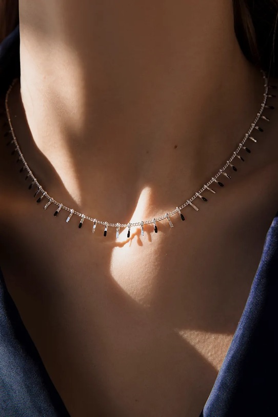 Accesorii Lilou colier placat cu argint 248/400/LAN/NO2/CZA/SR argintiu