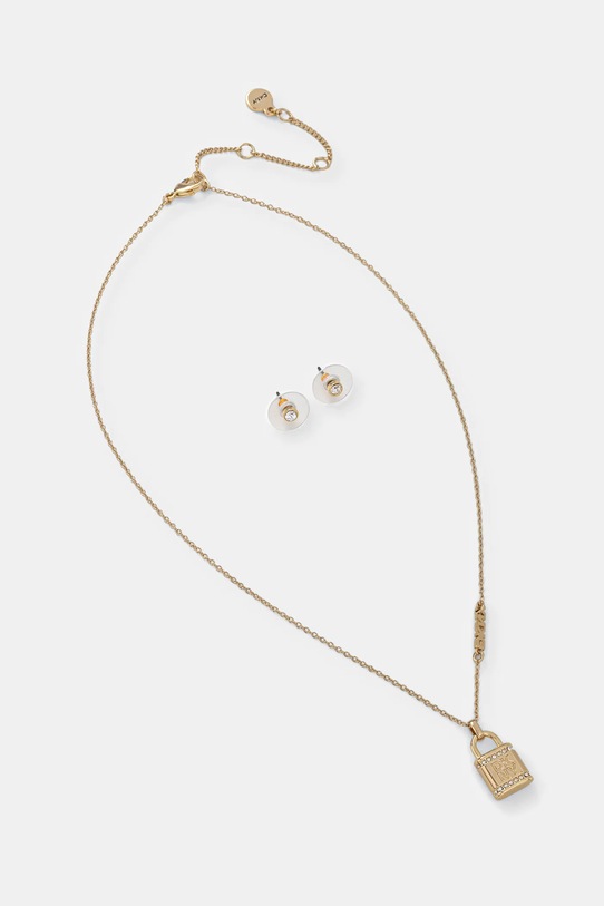 Dkny naszyjnik i kolczyki cyrkonia złoty 04S00099