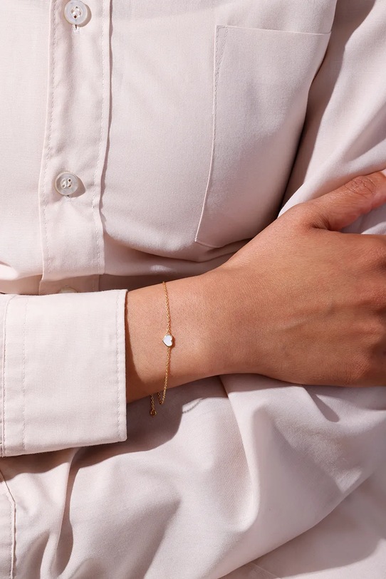 Срібний браслет з позолотою Design Letters 90501022PEARL золотий AA00