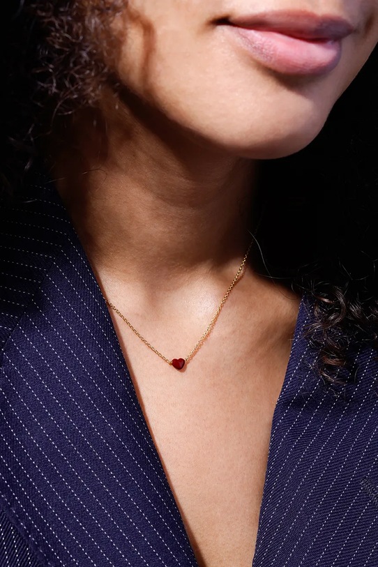 Akcesoria Design Letters naszyjnik ze srebra pokrytego złotem 90304015BURGUNDY złoty