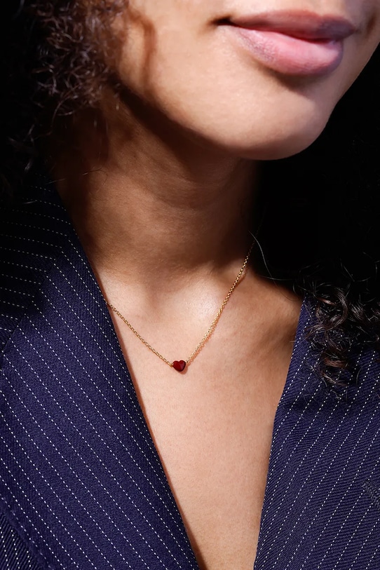 Akcesoria Design Letters naszyjnik ze srebra pokrytego złotem 90304015BURGUNDY złoty