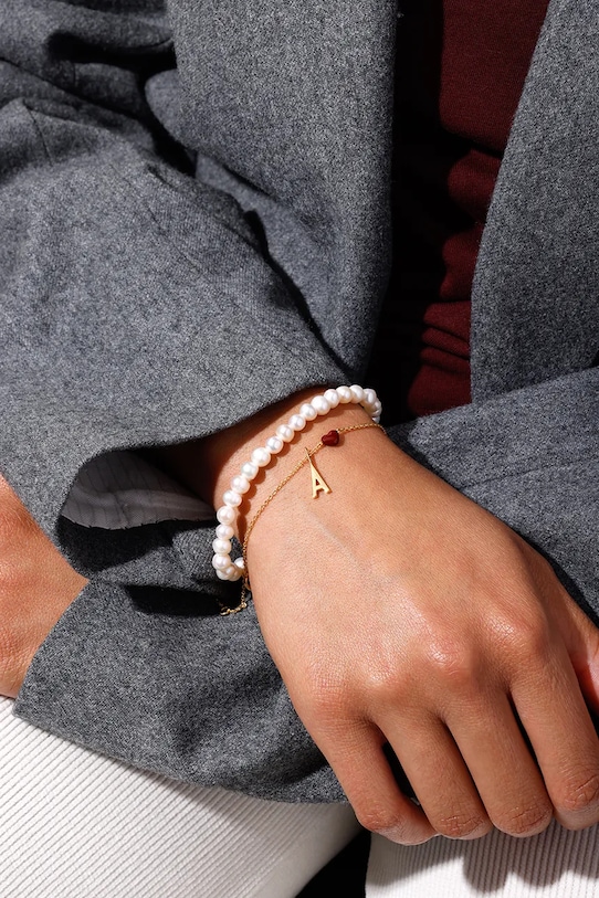 Аксесуари Срібний браслет з позолотою Design Letters 90501007BURGUNDY золотий