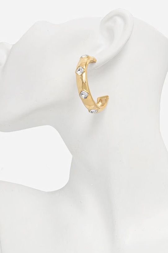 Akcesoria Guess kolczyki damskie ze stali nierdzewnej z cyrkoniami MAMOUNIA JUBE05.314JW złoty