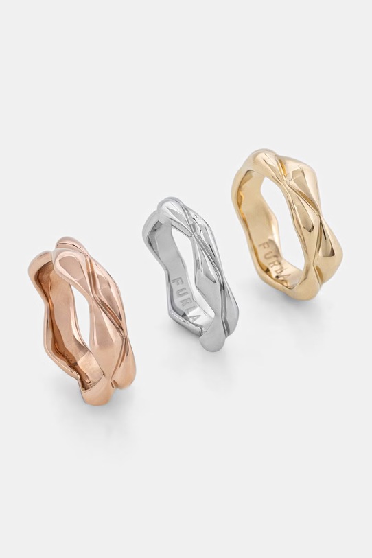 Furla pierścionek damski metalowy 3-pack złoty FJ1509RT2