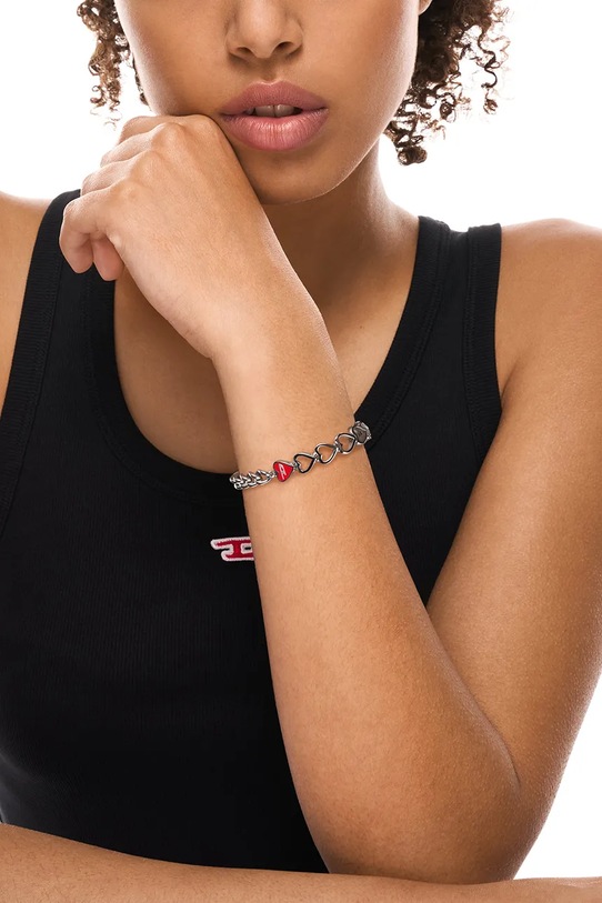 Diesel brățară pentru femei, din oțel inoxidabil argintiu DX1668040