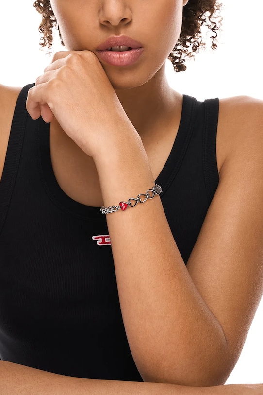 Diesel brățară pentru femei, din oțel inoxidabil argintiu DX1668040