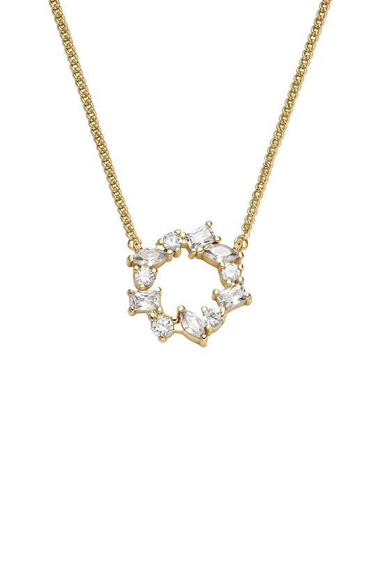 Fossil naszyjnik z zawieszką damski z kryształem Ellis złoty JA7295710