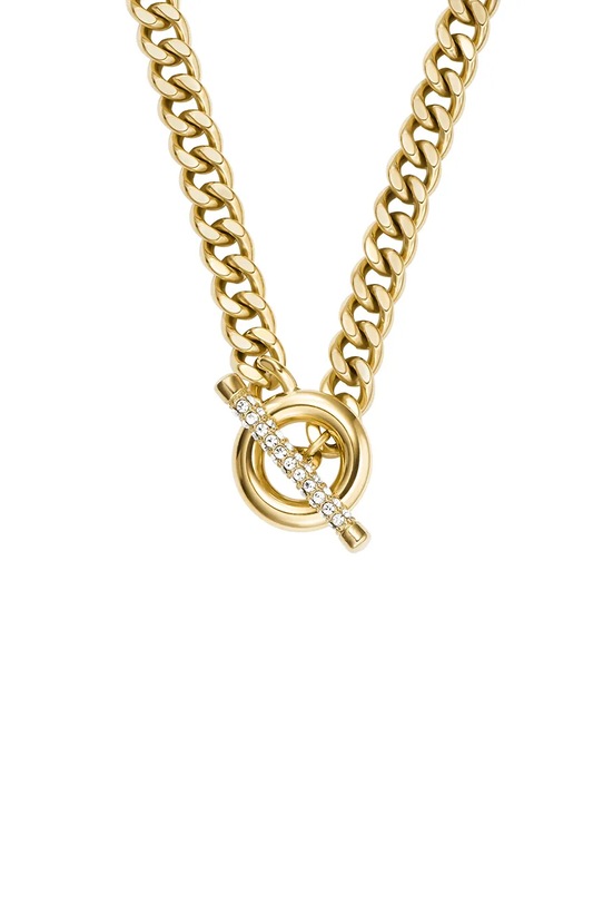 Fossil naszyjnik damski ze stali chirurgicznej z kryształem Carlie złoty JF04956710