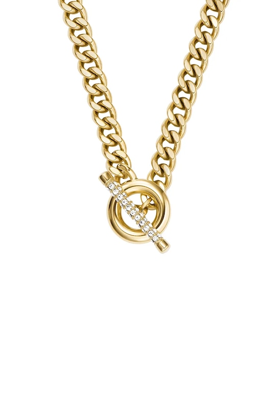 Fossil naszyjnik damski ze stali chirurgicznej z kryształem Carlie złoty JF04956710