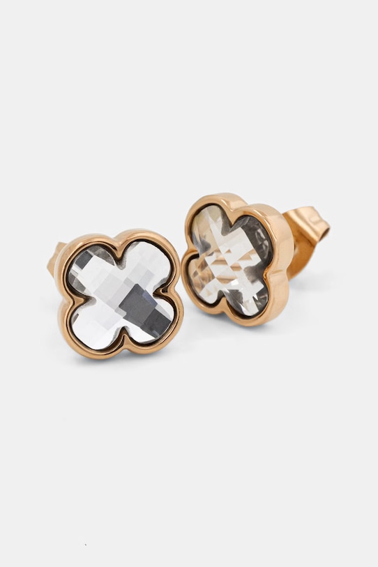 Lilou náušnice dámske pozlátené s lešteným sklom Mini Icons 176/10/KOL/4/BIA/PO zlatá AA00