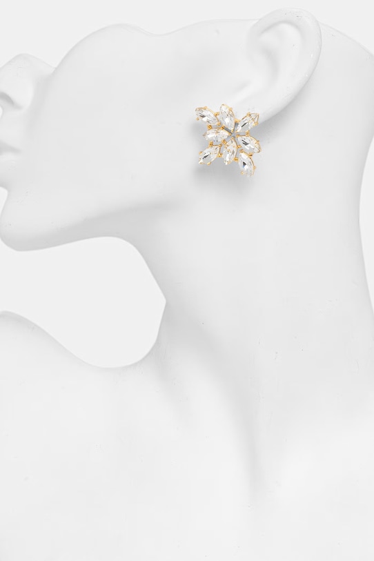 Doplnky Lilou náušnice dámske pozlátené s lešteným sklom Glamour 275/30/KOL/BIA/KR/PO zlatá