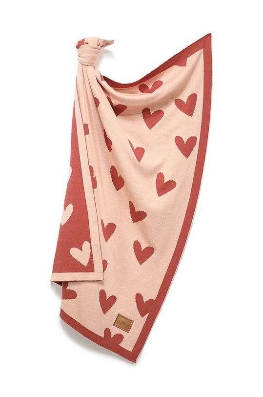 La Millou kocyk niemowlęcy HEARTBEAT PINK 140485.Lekki.Koc.Baweln czerwony AA00