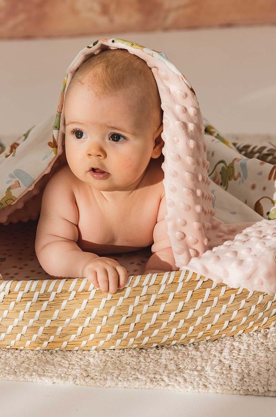 Dziewczynka La Millou kocyk niemowlęcy Minky FROGS 148537.Lekki.Koc.Minky. różowy