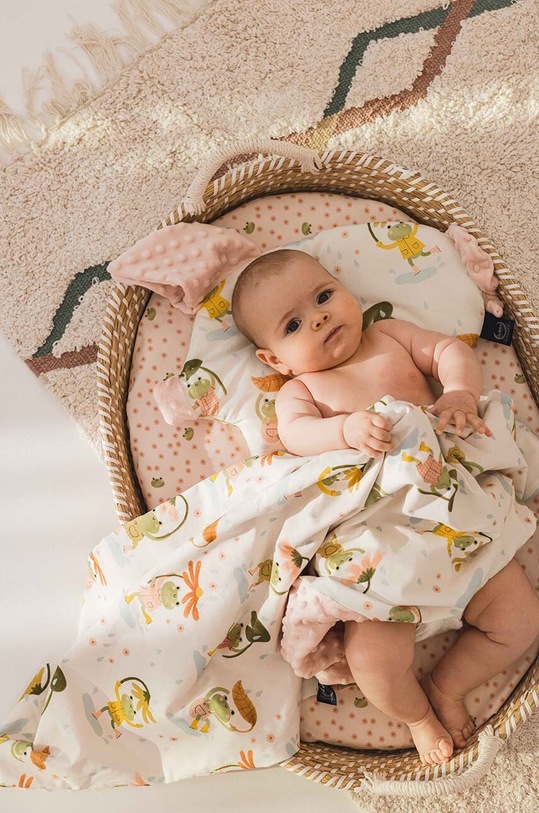 La Millou kocyk niemowlęcy Minky FROGS różowy 148537.Lekki.Koc.Minky.