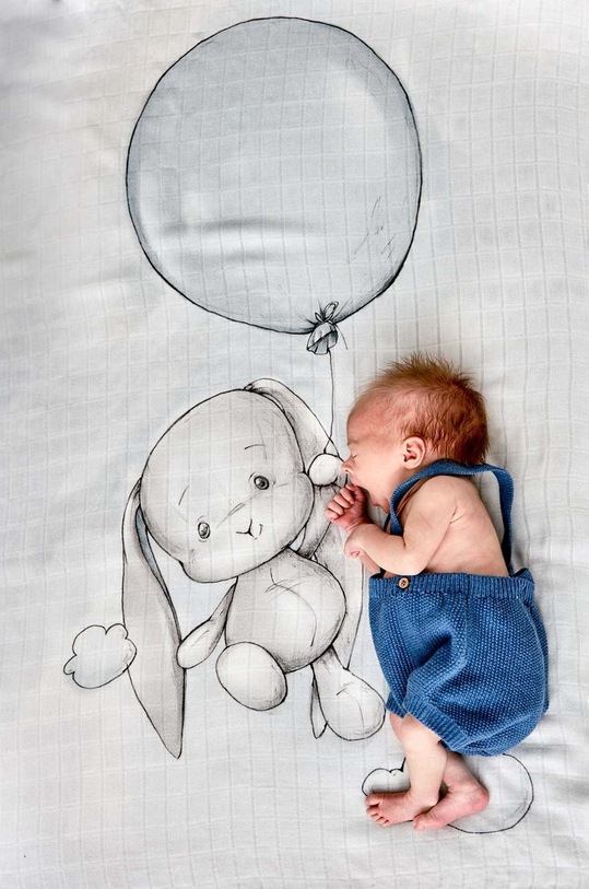 Effiki păturici de bambus pentru copii gri Ot.bambus.Balon.PS609