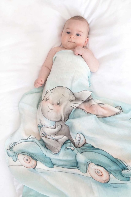 Bambusová zavinovačka pre bábätká Effiki modrá Ot.bam.Wyscigowka.PS611