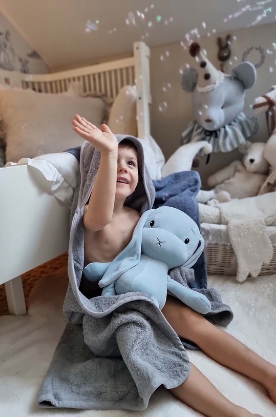 Effiki prosop din bumbac pentru copii 95x95 cm Recznik.z.kaptur.grafit