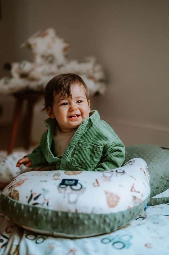 La Millou poduszka do karmienia Babci Dany Minky ABC FARM 136490.Poduszka.Kura.Ba zielony